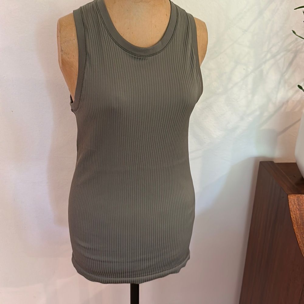 Athleta Olive Green Ribbed Tank Top